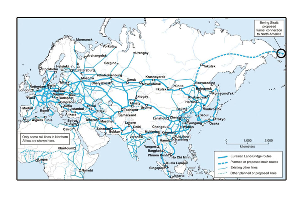 Karte der Eurasischen Landbrücke